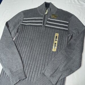 American Rag Sweater Mens M 1/4 Zip Ribbed‎ Chunky Cable Knit Gray Mock Neck NWT